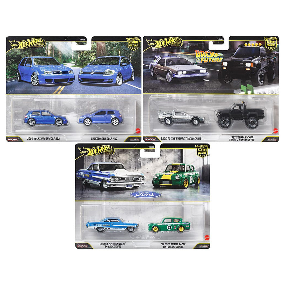 3x Pack de 2 : Volkswagen / Retour vers le Futur / Ford - Hot Wheels Premium